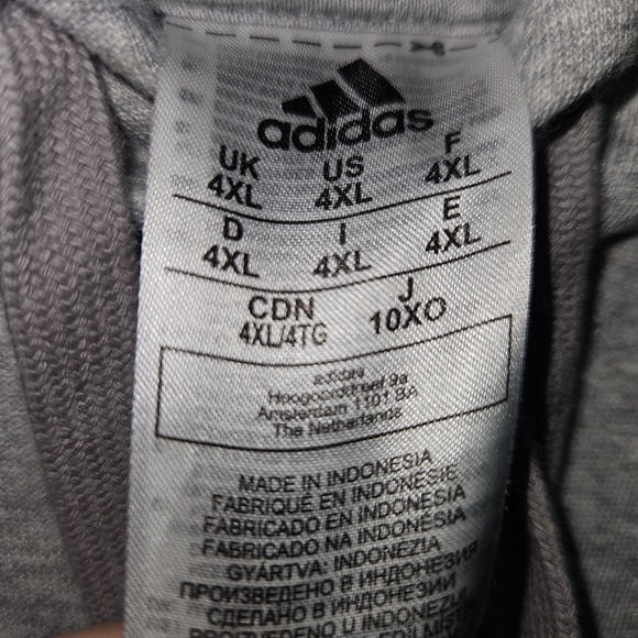 Mens Adidas Gray Hoodie with Blue Logo - Picture 3 of 3